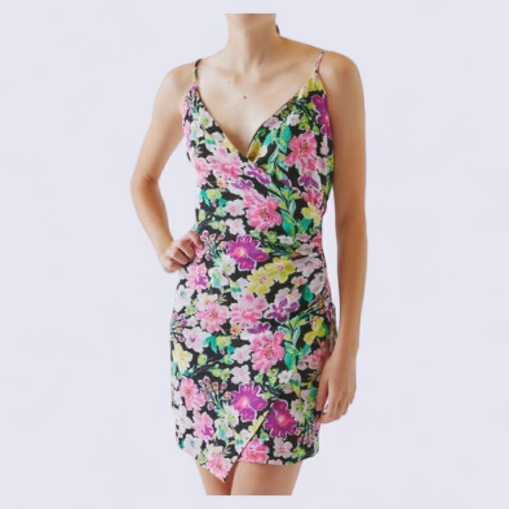 Urban Outfitters 4Si3NNA Cassie Floral Mini Dress In Black Floral Women’s XS NWT